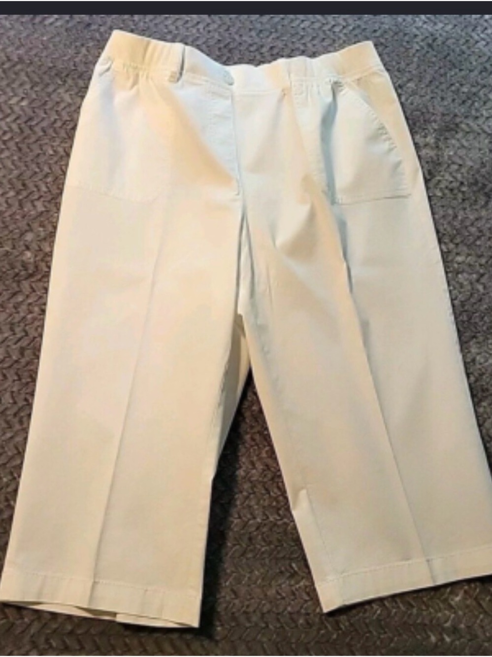 Kim Rogers Cream Cropped Wide-Leg Pants